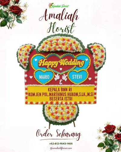 Karangan Papan Bunga Pernikahan di Jatirangga